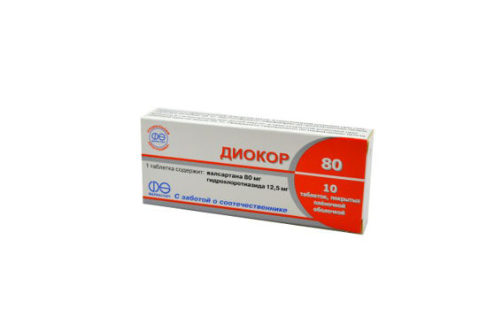 Диокор 80 таблетки 80 мг/12.5 мг №10 (Акция)